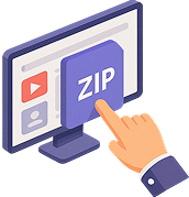 imagem de uma computador com um arquivo zip